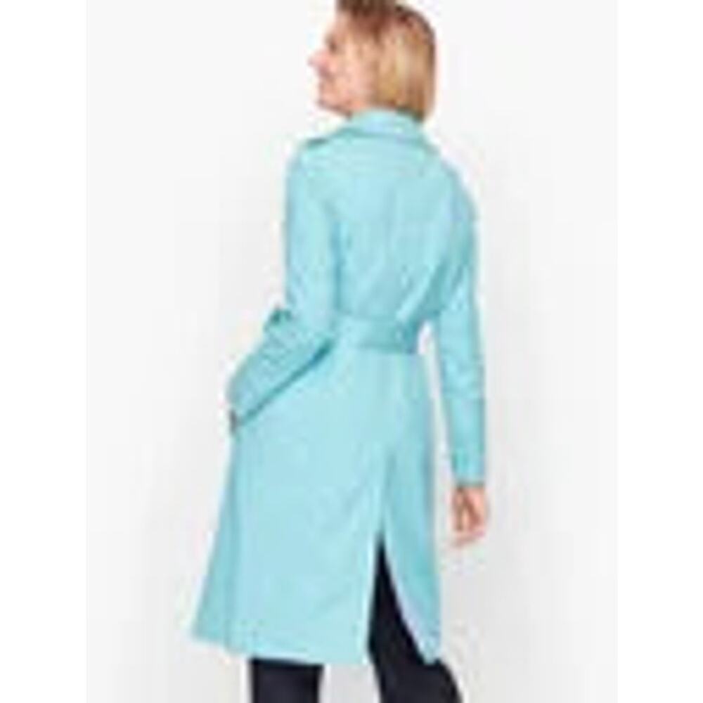 Talbots Classic Trench Coat Jacket, Turquoise, Tortoise Buttons, Plus Sz 3X - Picture 2 of 12